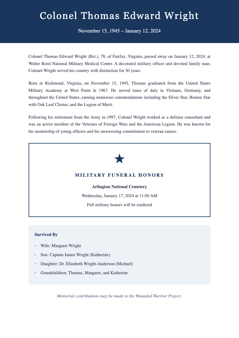 Navy blue dignified tribute